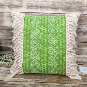 New! Large Aztec Embroidered Boho Feather Pillow